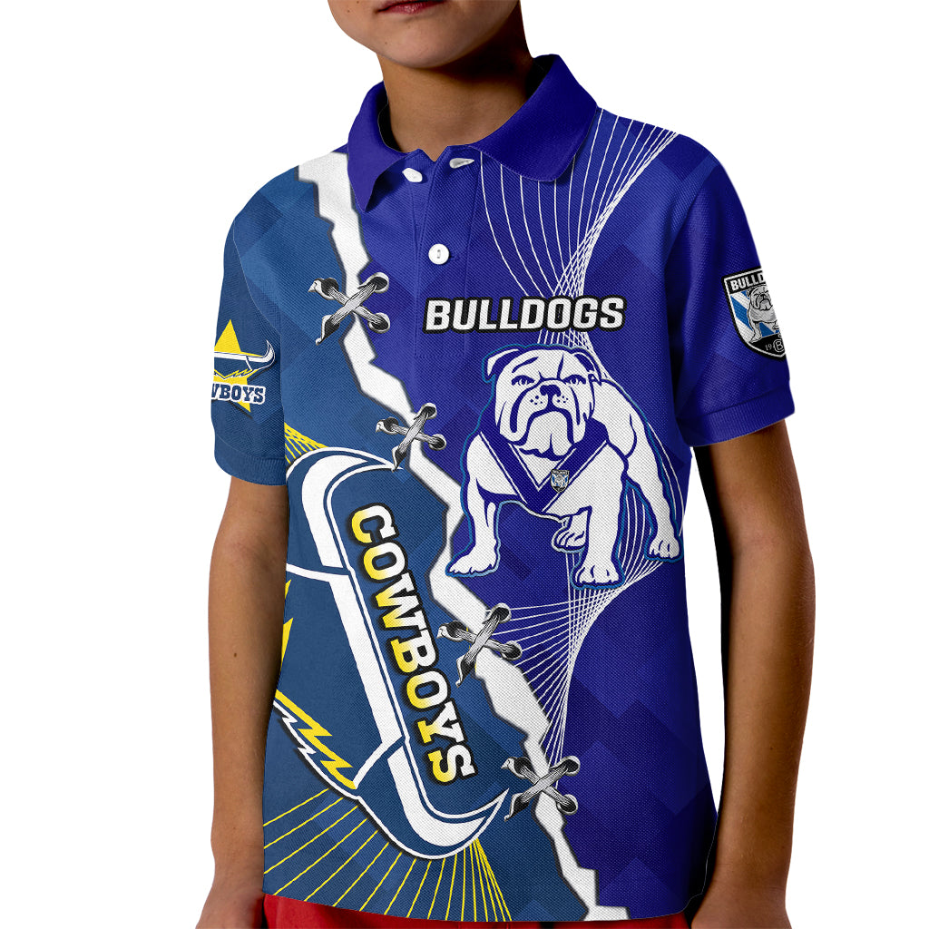 (Custom Personalised) Bulldogs Mix Cowboys Rugby Kid Polo Shirt Sporty Style - Vibe Hoodie Shop