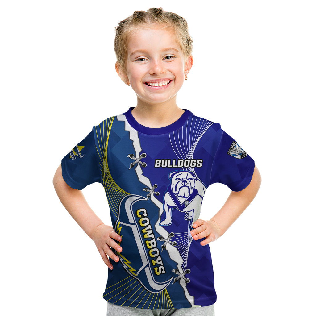 (Custom Personalised) Bulldogs Mix Cowboys Rugby Kid T Shirt Sporty Style - Vibe Hoodie Shop