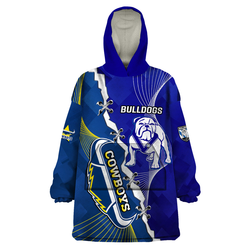 (Custom Personalised) Bulldogs Mix Cowboys Rugby Wearable Blanket Hoodie Sporty Style - Vibe Hoodie Shop