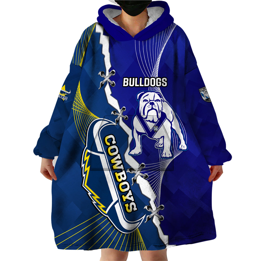 (Custom Personalised) Bulldogs Mix Cowboys Rugby Wearable Blanket Hoodie Sporty Style - Vibe Hoodie Shop