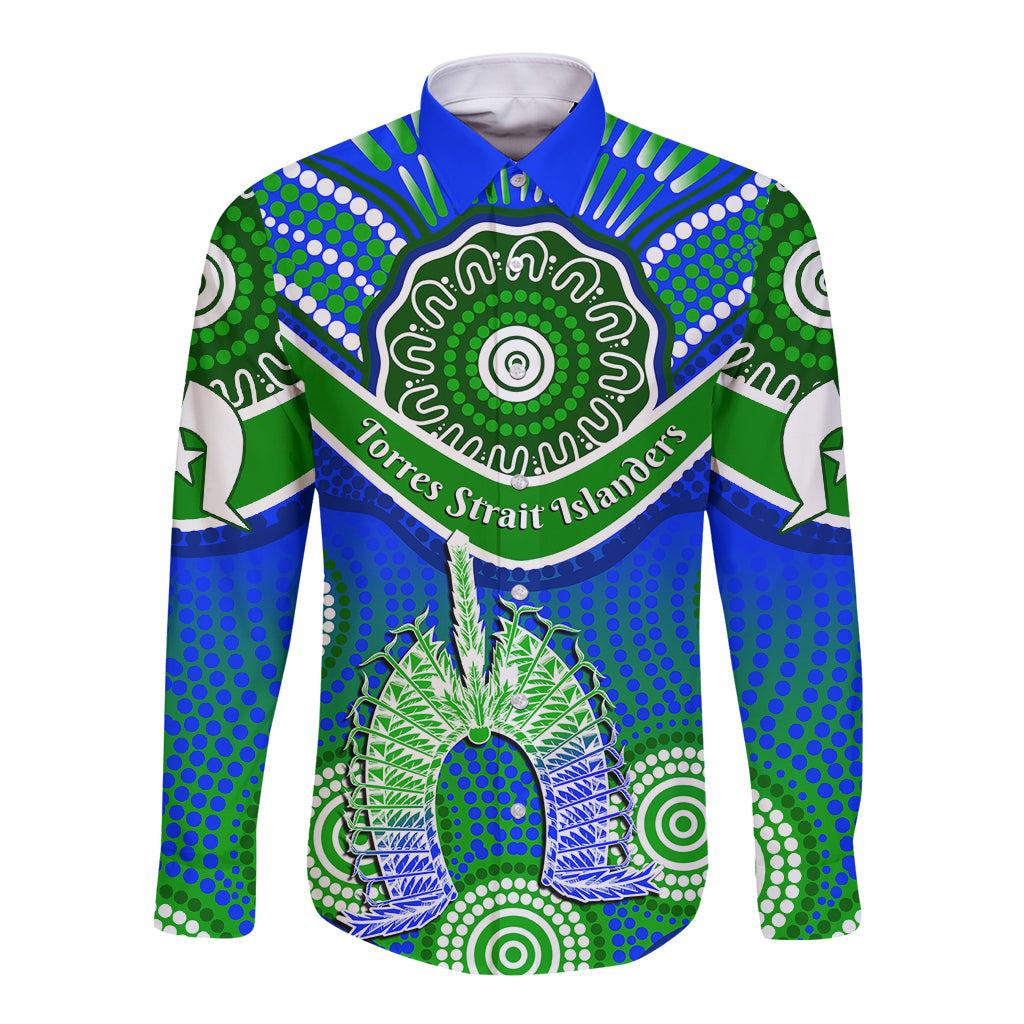 (Custom Personalised) Torres Strait Islanders Long Sleeve Button Shirt Dhari Australian Aboriginal Art - Vibe Hoodie Shop