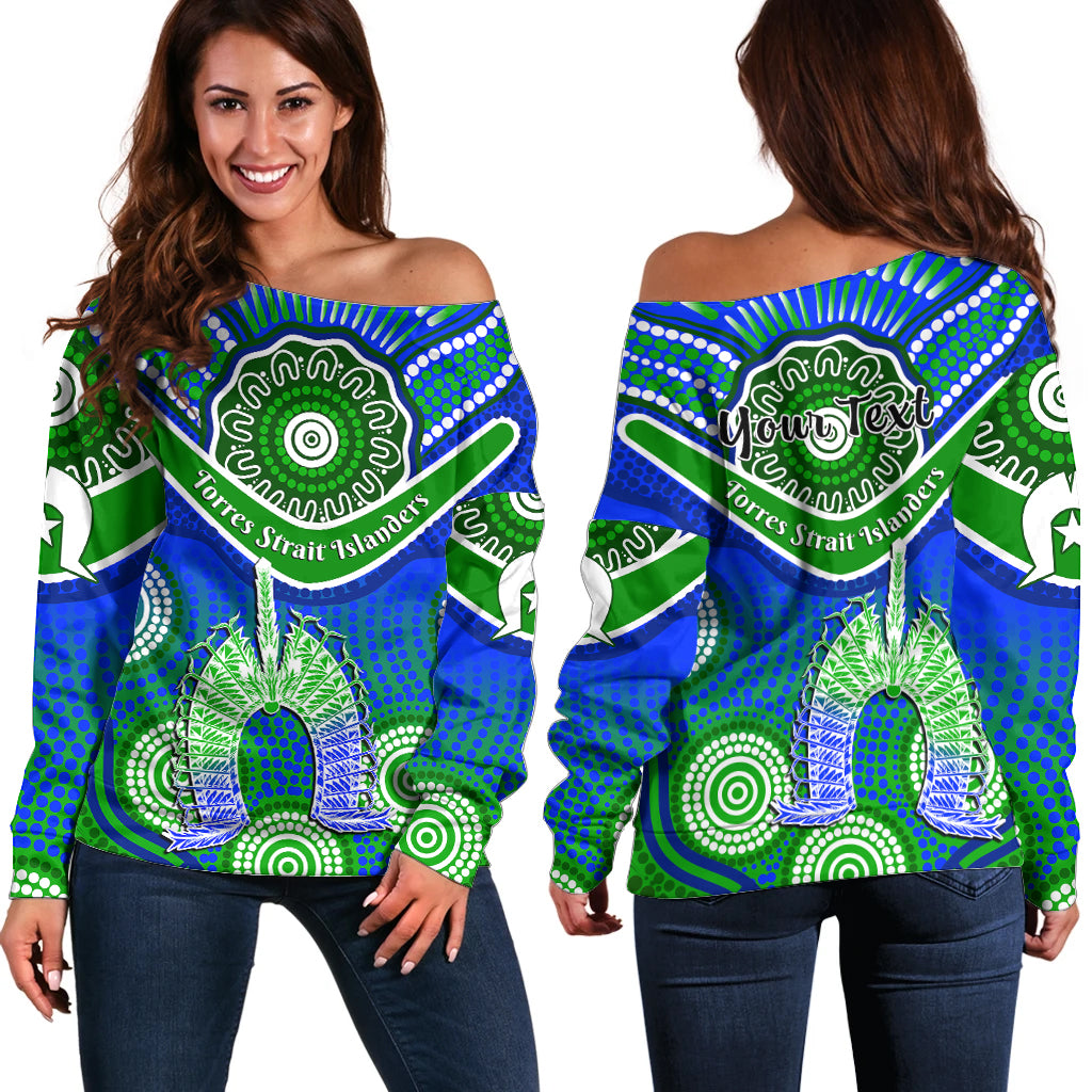 (Custom Personalised) Torres Strait Islanders Off Shoulder Sweater Dhari Australian Aboriginal Art - Vibe Hoodie Shop