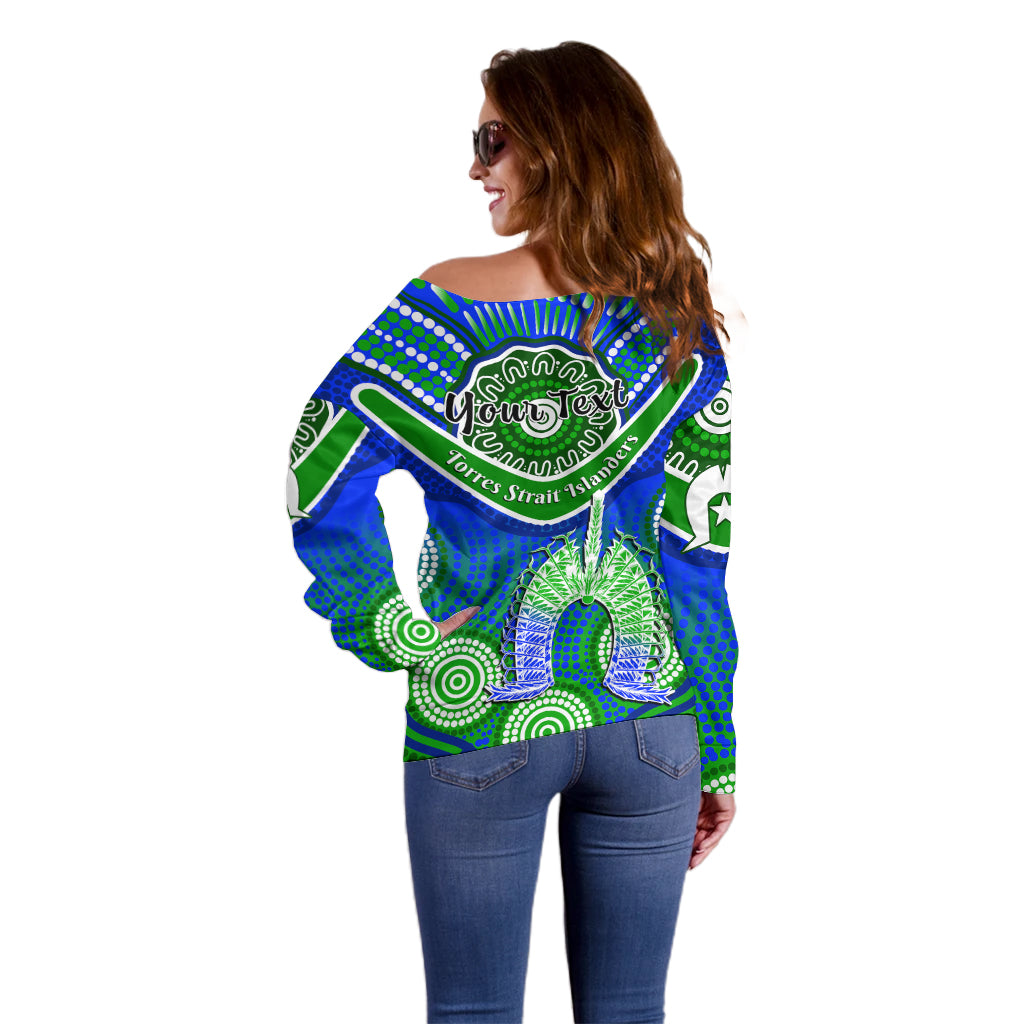 (Custom Personalised) Torres Strait Islanders Off Shoulder Sweater Dhari Australian Aboriginal Art - Vibe Hoodie Shop