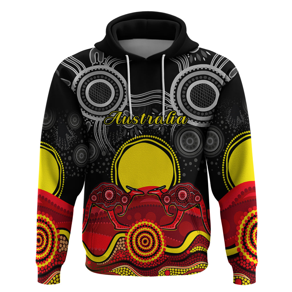 (Custom Personalised) Australian Indigenous Hoodie Kangaroos Circle Aboriginal Art - Vibe Hoodie Shop