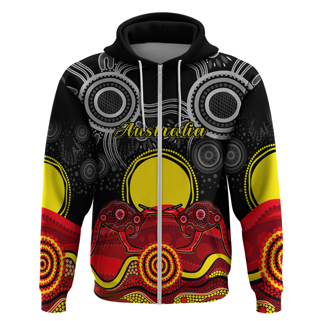 (Custom Personalised) Australian Indigenous Hoodie Kangaroos Circle Aboriginal Art - Vibe Hoodie Shop