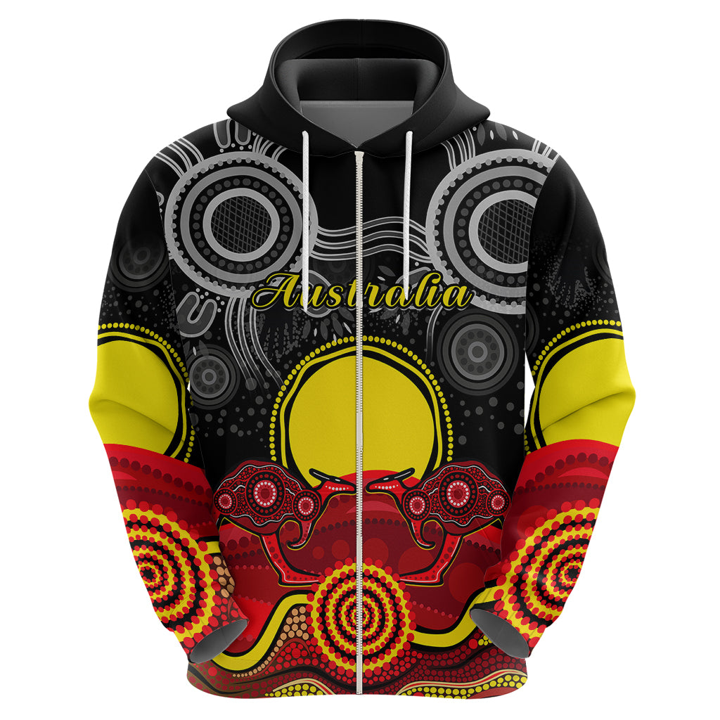 (Custom Personalised) Australian Indigenous Hoodie Kangaroos Circle Aboriginal Art - Vibe Hoodie Shop