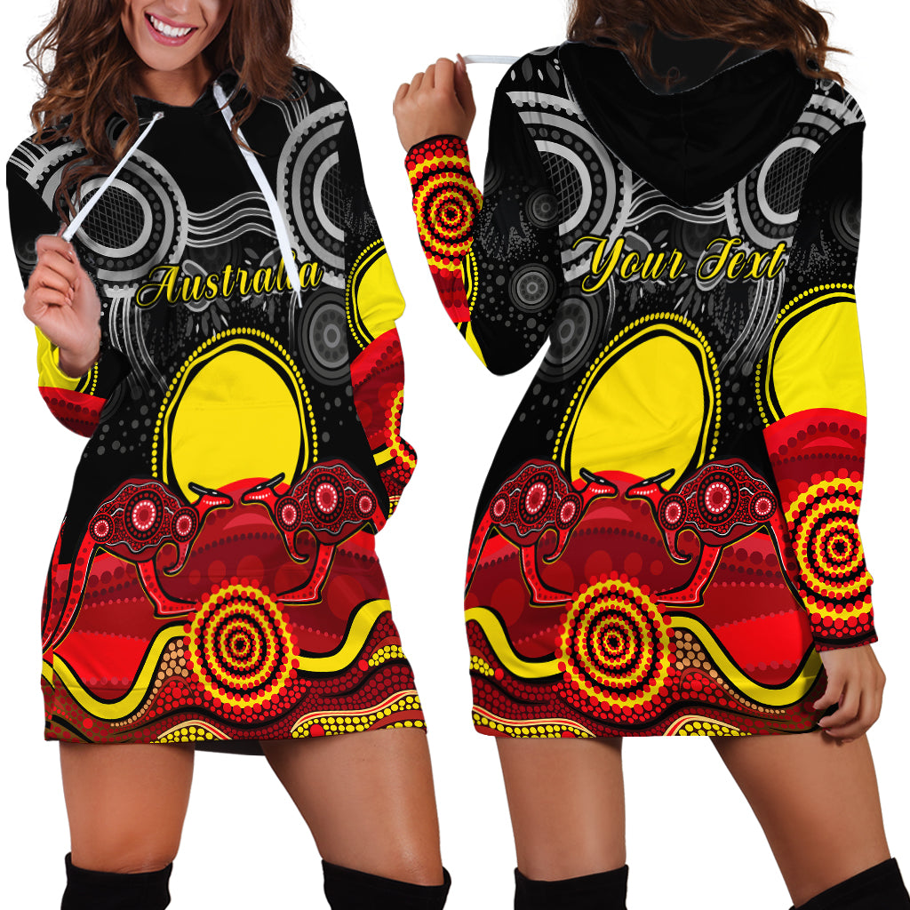 (Custom Personalised) Australian Indigenous Hoodie Dress Kangaroos Circle Aboriginal Art - Vibe Hoodie Shop