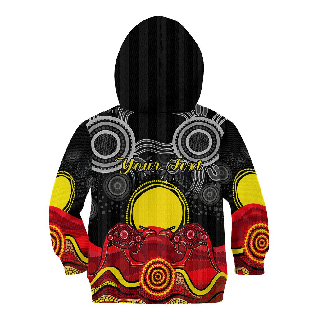 (Custom Personalised) Australian Indigenous Kid Hoodie Kangaroos Circle Aboriginal Art - Vibe Hoodie Shop