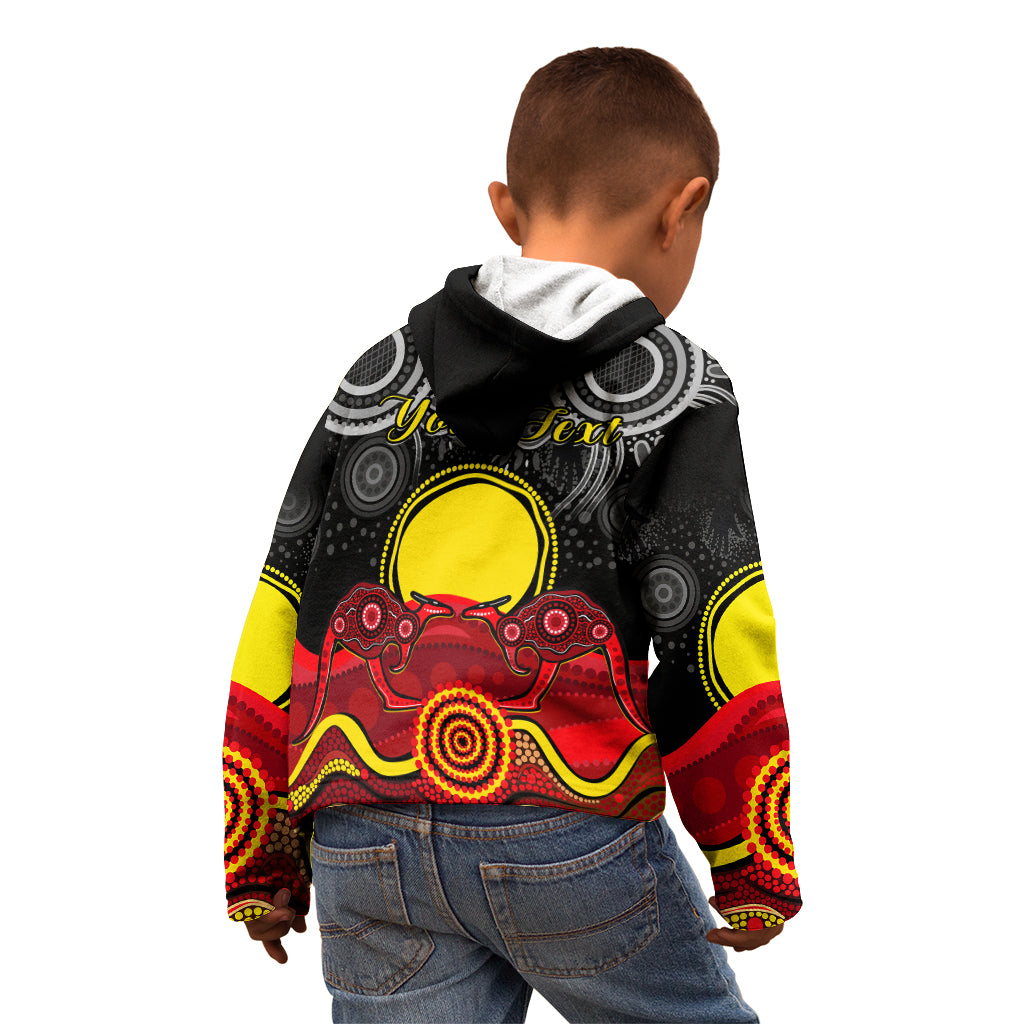 (Custom Personalised) Australian Indigenous Kid Hoodie Kangaroos Circle Aboriginal Art - Vibe Hoodie Shop