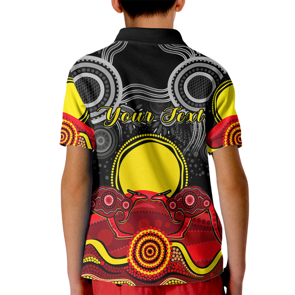 (Custom Personalised) Australian Indigenous Kid Polo Shirt Kangaroos Circle Aboriginal Art - Vibe Hoodie Shop