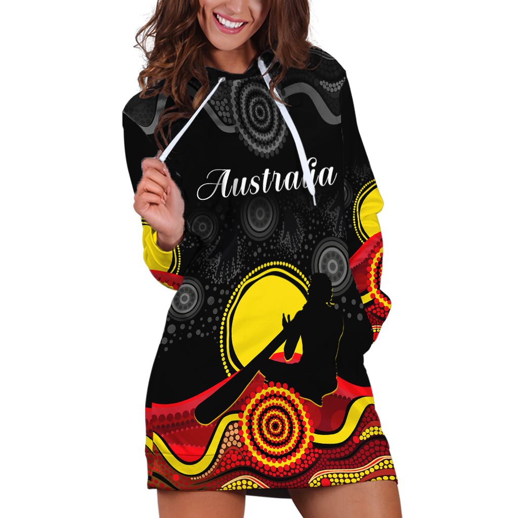 (Custom Personalised) Australian Indigenous Hoodie Dress Didgeridoo Man Circle Aboriginal Art - Vibe Hoodie Shop