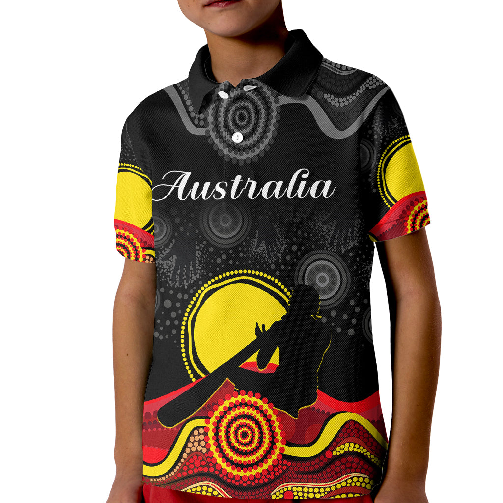 (Custom Personalised) Australian Indigenous Kid Polo Shirt Didgeridoo Man Circle Aboriginal Art - Vibe Hoodie Shop