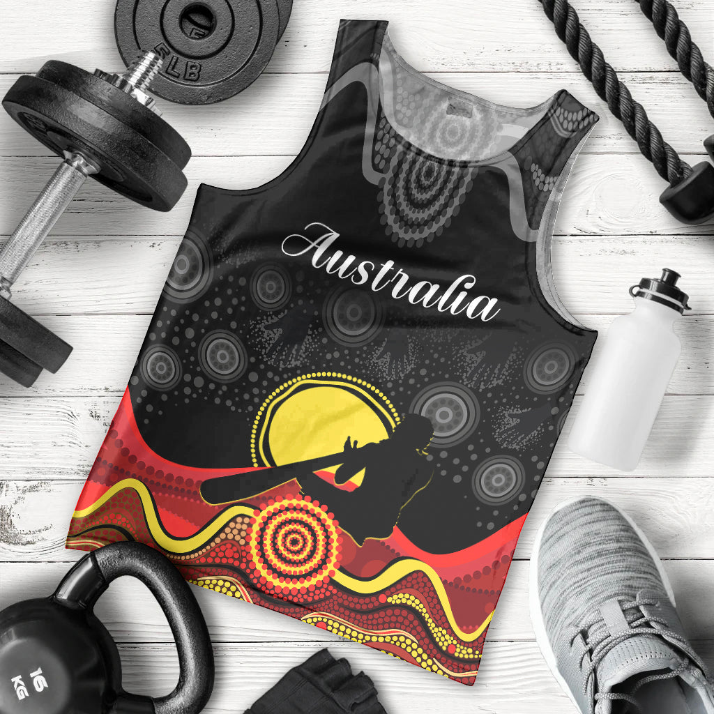 (Custom Personalised) Australian Indigenous Men Tank Top Didgeridoo Man Circle Aboriginal Art - Vibe Hoodie Shop