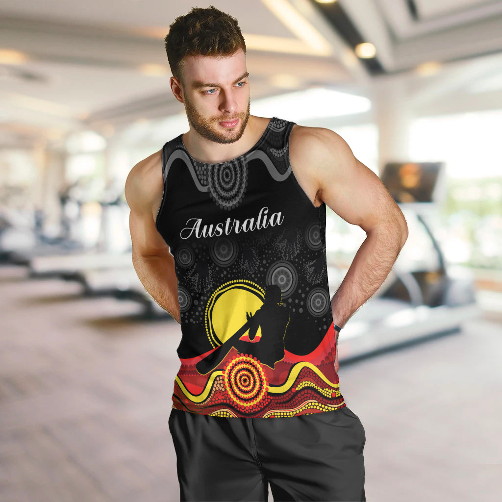 (Custom Personalised) Australian Indigenous Men Tank Top Didgeridoo Man Circle Aboriginal Art - Vibe Hoodie Shop