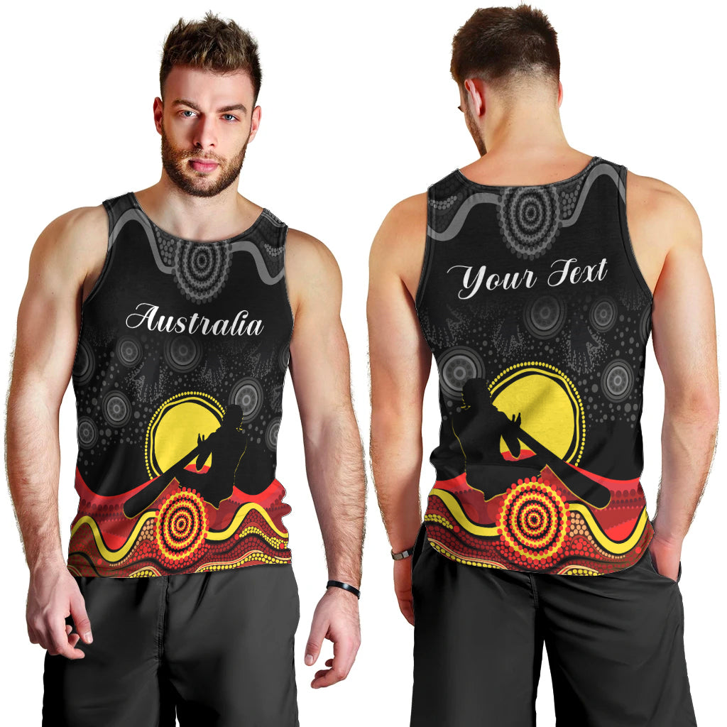 (Custom Personalised) Australian Indigenous Men Tank Top Didgeridoo Man Circle Aboriginal Art - Vibe Hoodie Shop