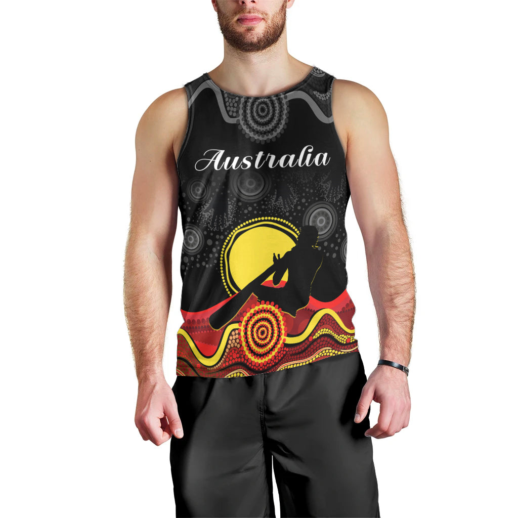 (Custom Personalised) Australian Indigenous Men Tank Top Didgeridoo Man Circle Aboriginal Art - Vibe Hoodie Shop