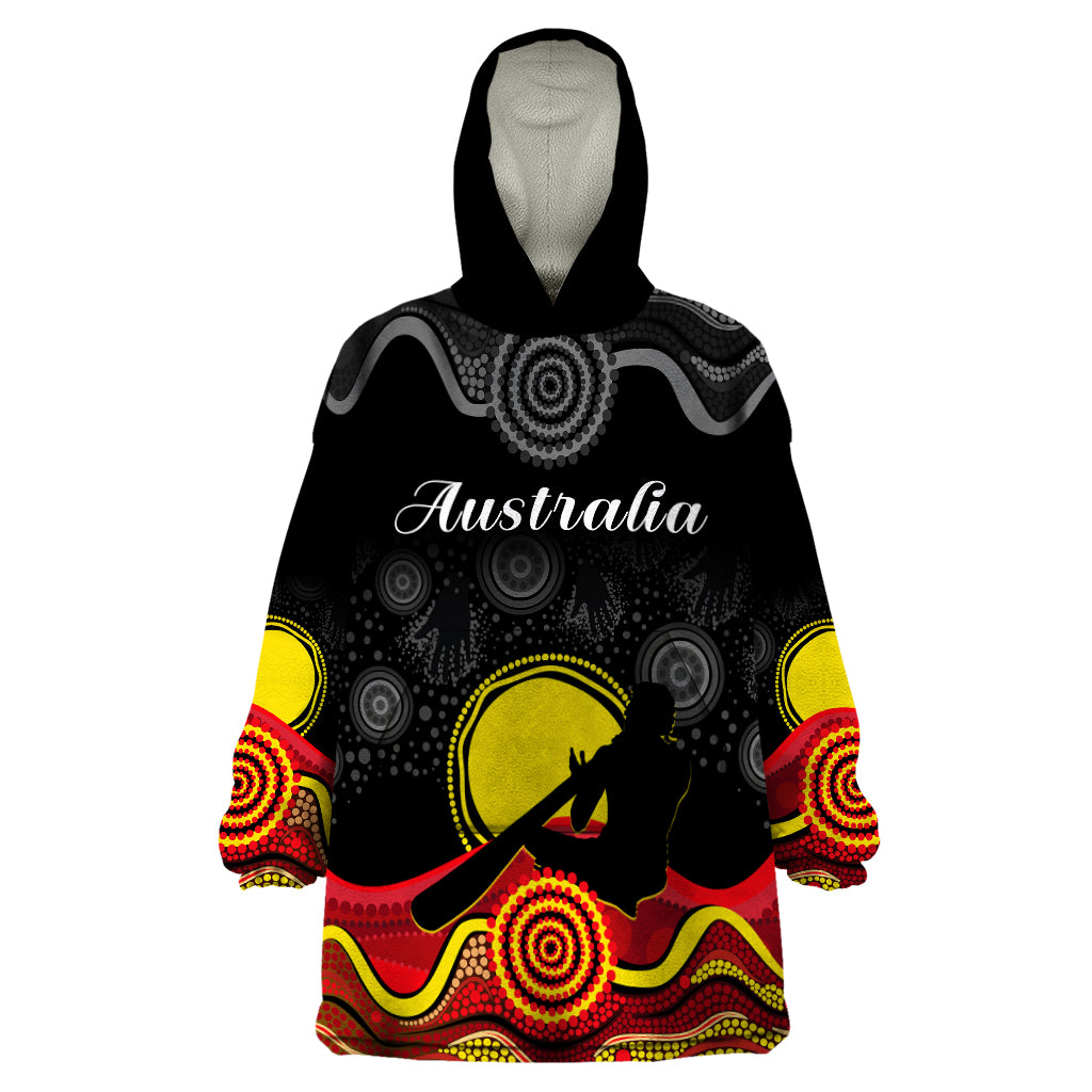 (Custom Personalised) Australian Indigenous Wearable Blanket Hoodie Didgeridoo Man Circle Aboriginal Art - Vibe Hoodie Shop