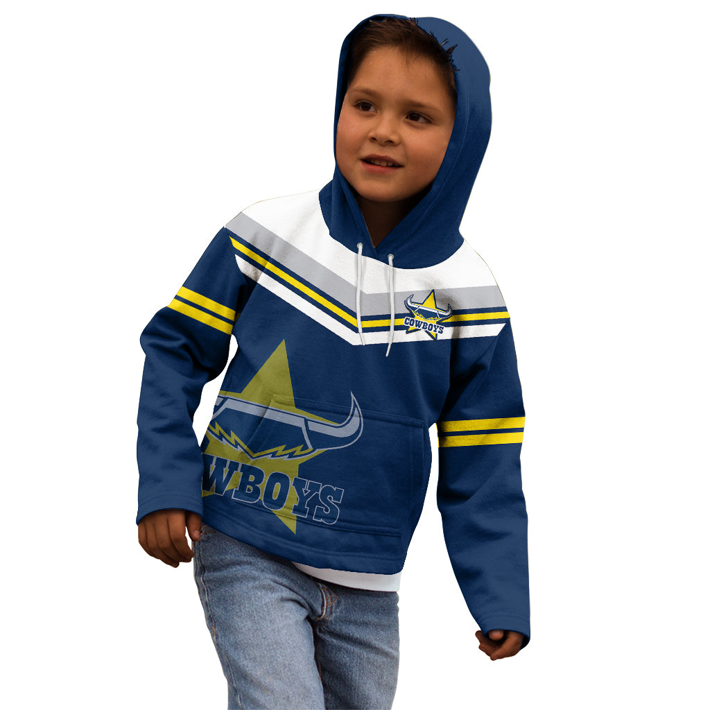 (Custom Text And Number) Cowboys Rugby 2023 Kid Hoodie Sporty Style Navy Blue - Vibe Hoodie Shop