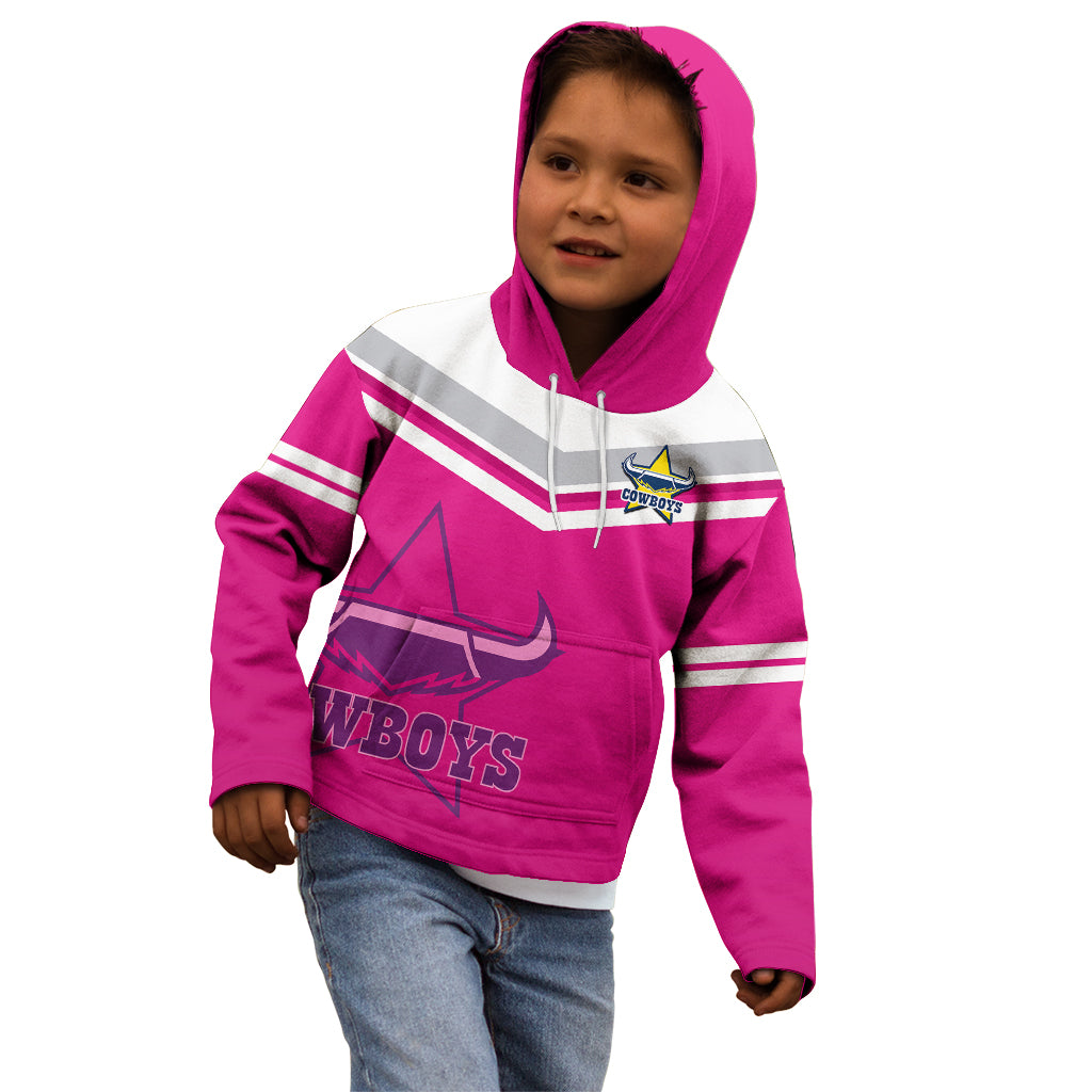 (Custom Text And Number) Cowboys Rugby 2023 Kid Hoodie Sporty Style Pink - Vibe Hoodie Shop