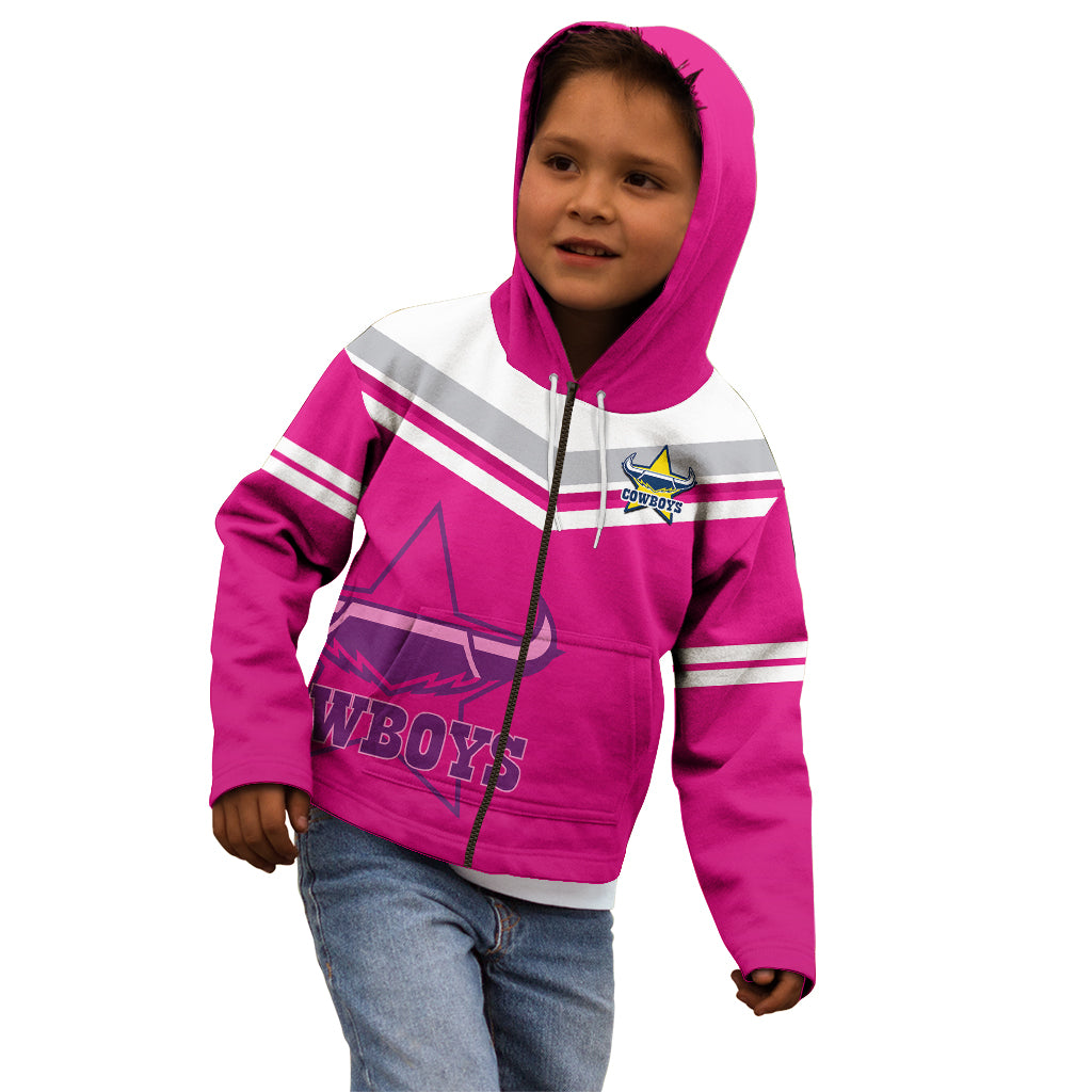 (Custom Text And Number) Cowboys Rugby 2023 Kid Hoodie Sporty Style Pink - Vibe Hoodie Shop