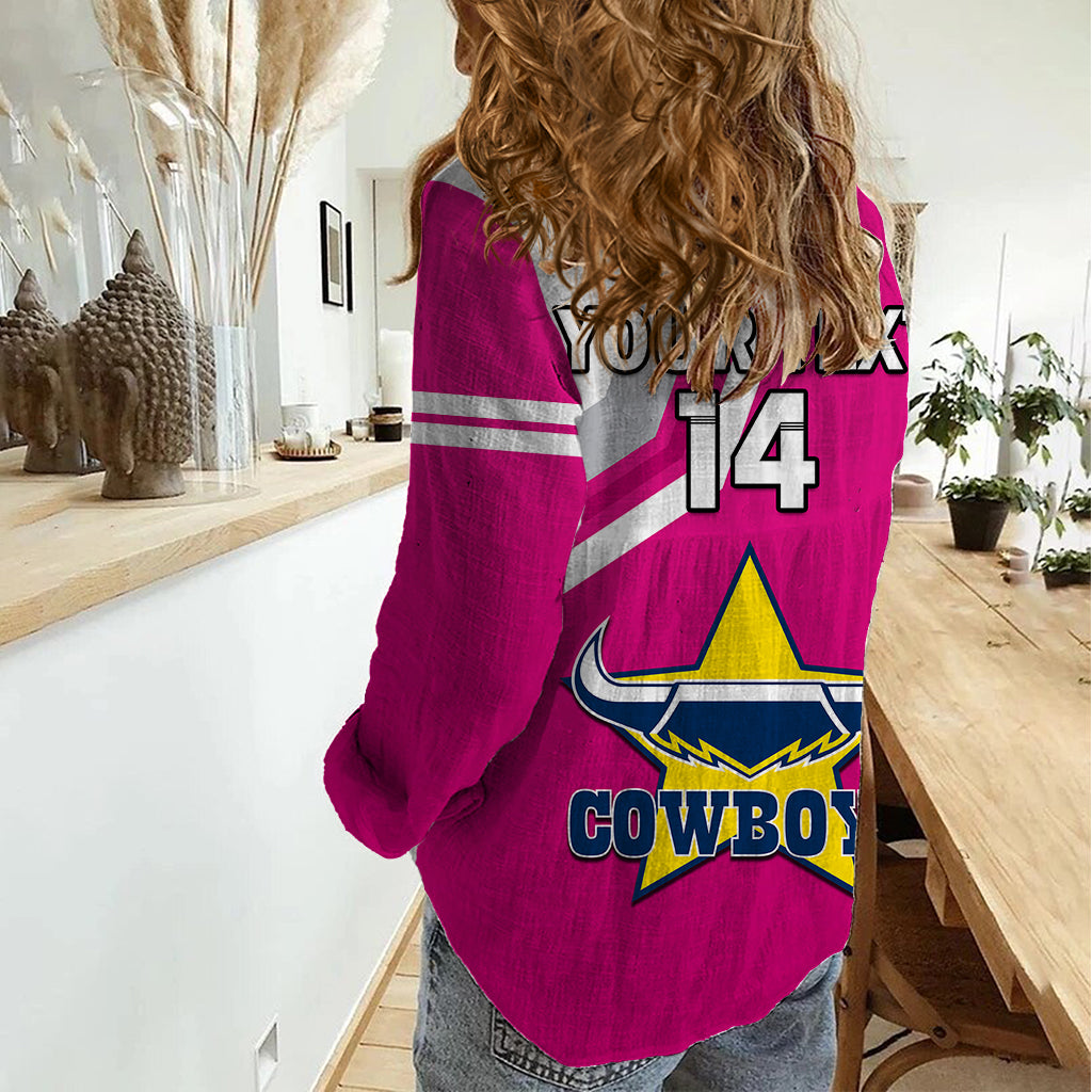 (Custom Text And Number) Cowboys Rugby 2023 Women Casual Shirt Sporty Style Pink - Vibe Hoodie Shop
