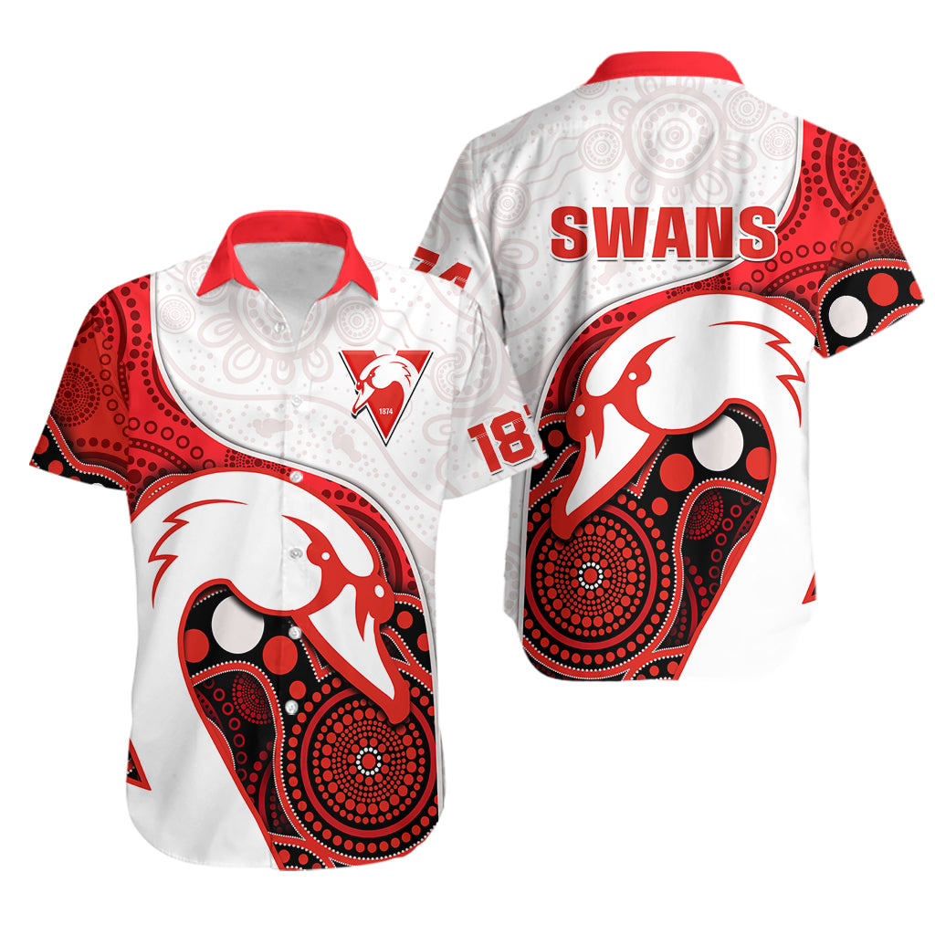 Swans Football Hawaiian Shirt Go Swannies Indigenous Art - Vibe Hoodie Shop