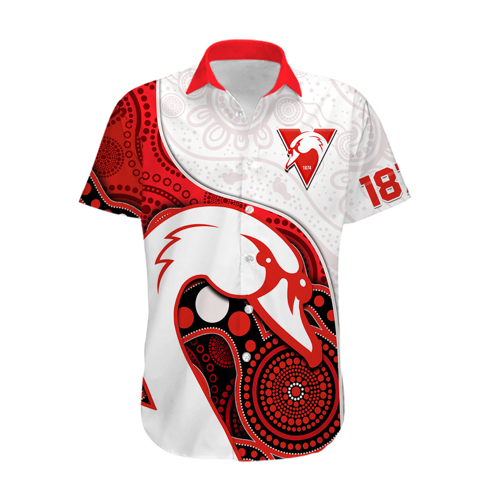 Swans Football Hawaiian Shirt Go Swannies Indigenous Art - Vibe Hoodie Shop