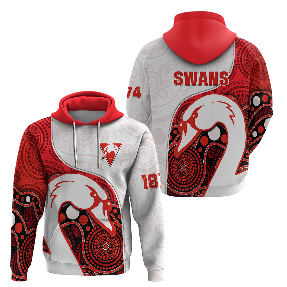 Swans Football Hoodie Go Swannies Indigenous Art - Vibe Hoodie Shop