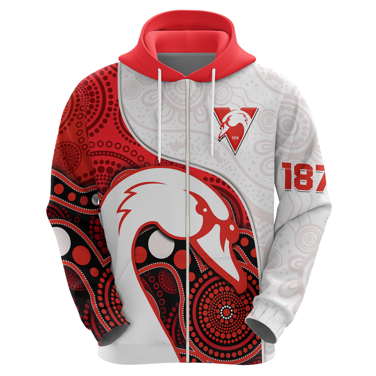 Swans Football Hoodie Go Swannies Indigenous Art - Vibe Hoodie Shop