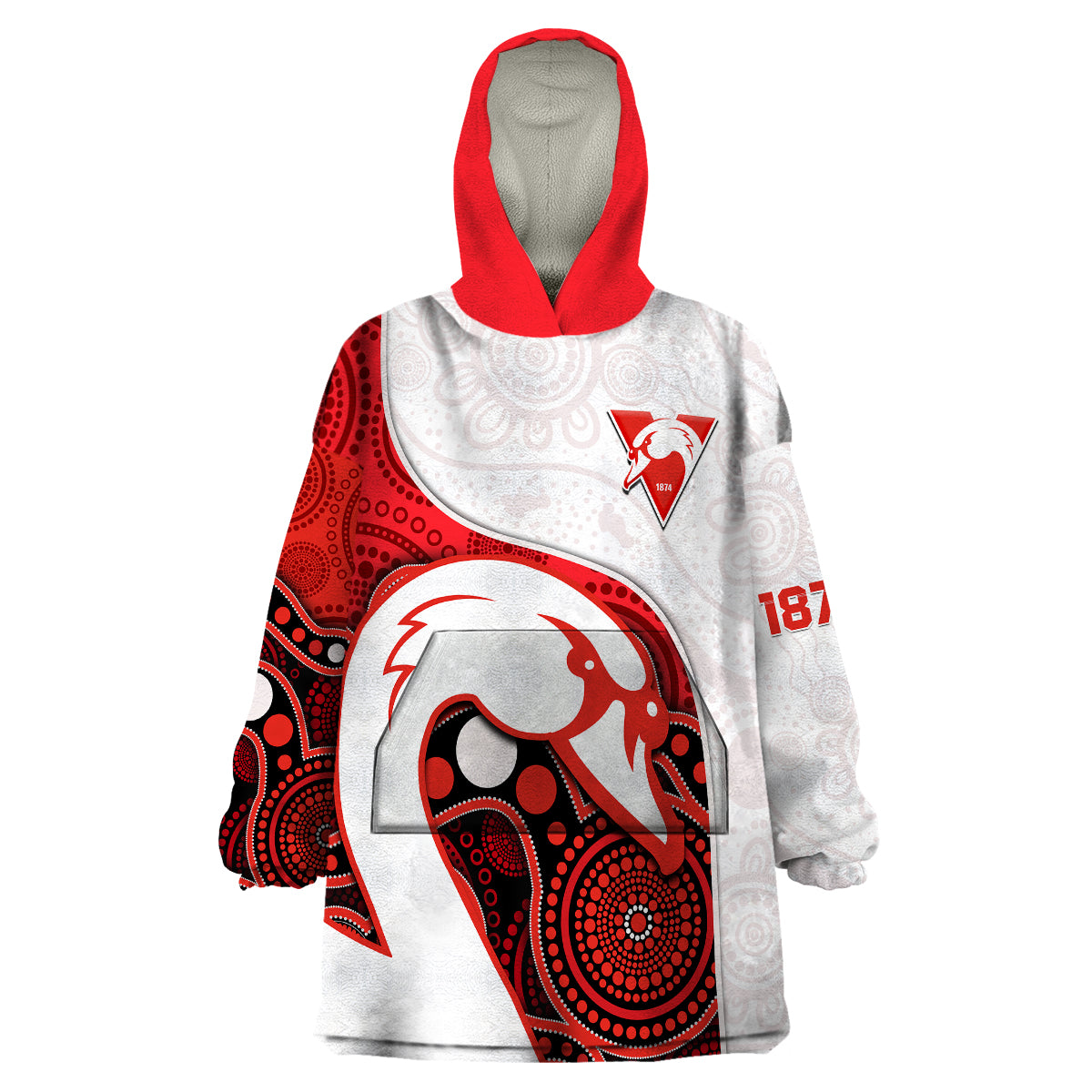 Swans Football Wearable Blanket Hoodie Go Swannies Indigenous Art - Vibe Hoodie Shop