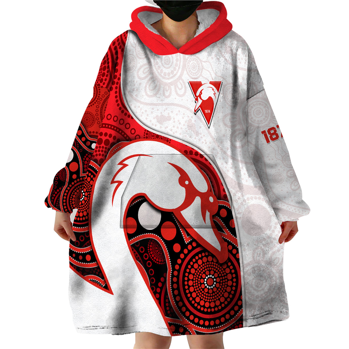 Swans Football Wearable Blanket Hoodie Go Swannies Indigenous Art - Vibe Hoodie Shop