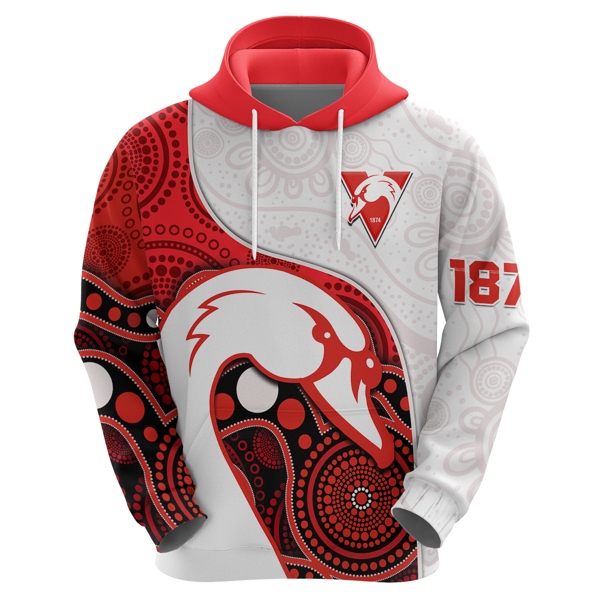 (Custom Text And Number) Swans Football Hoodie Go Swannies Indigenous Art - Vibe Hoodie Shop
