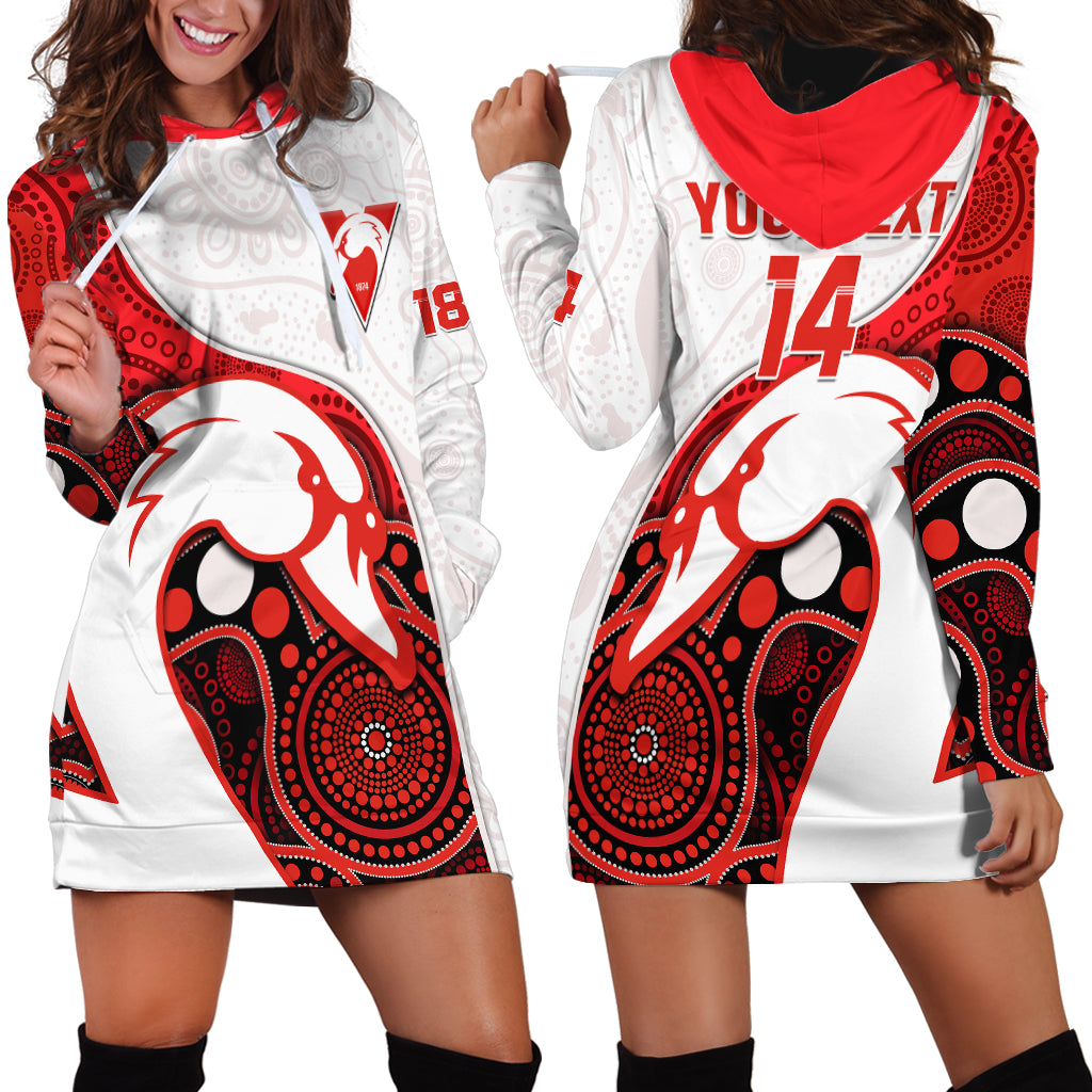 (Custom Text And Number) Swans Football Hoodie Dress Go Swannies Indigenous Art - Vibe Hoodie Shop