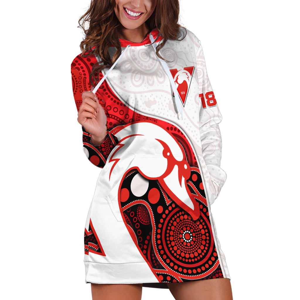 (Custom Text And Number) Swans Football Hoodie Dress Go Swannies Indigenous Art - Vibe Hoodie Shop