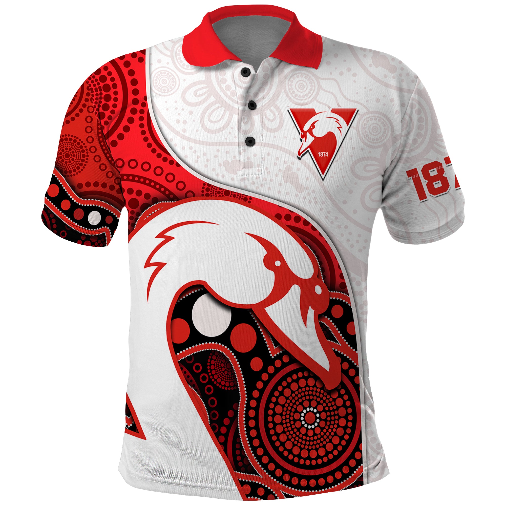 (Custom Text And Number) Swans Football Polo Shirt Go Swannies Indigenous Art - Vibe Hoodie Shop