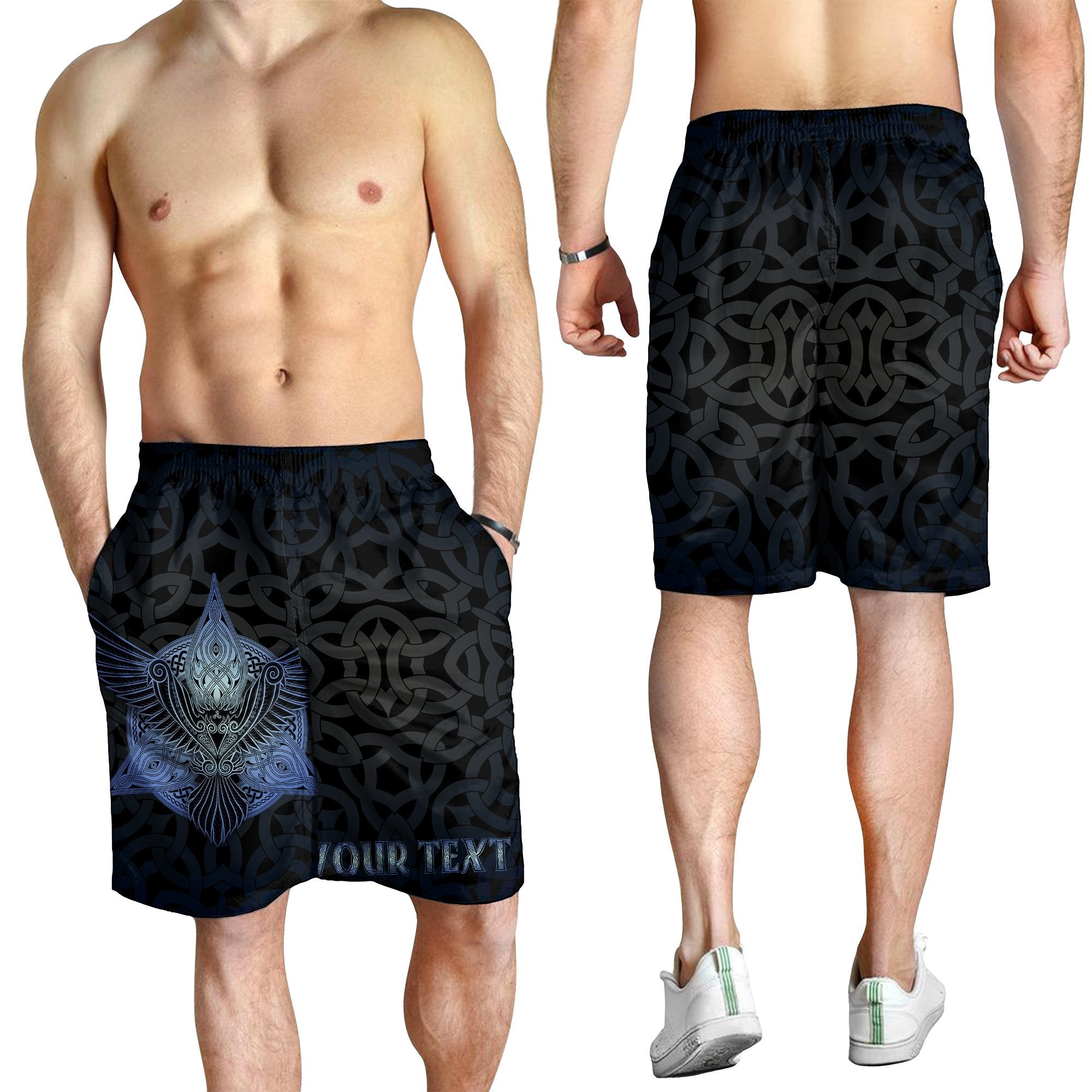 Celtic Personalized Men's Shorts - Celtic Raven - Vibe Hoodie Shop