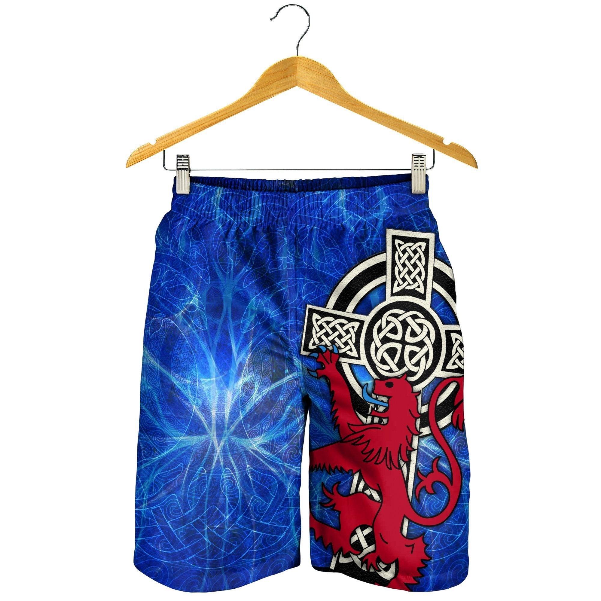 Scotland Celtic Men's Shorts - Celtic Cross and Rampant Skew Style - Vibe Hoodie Shop