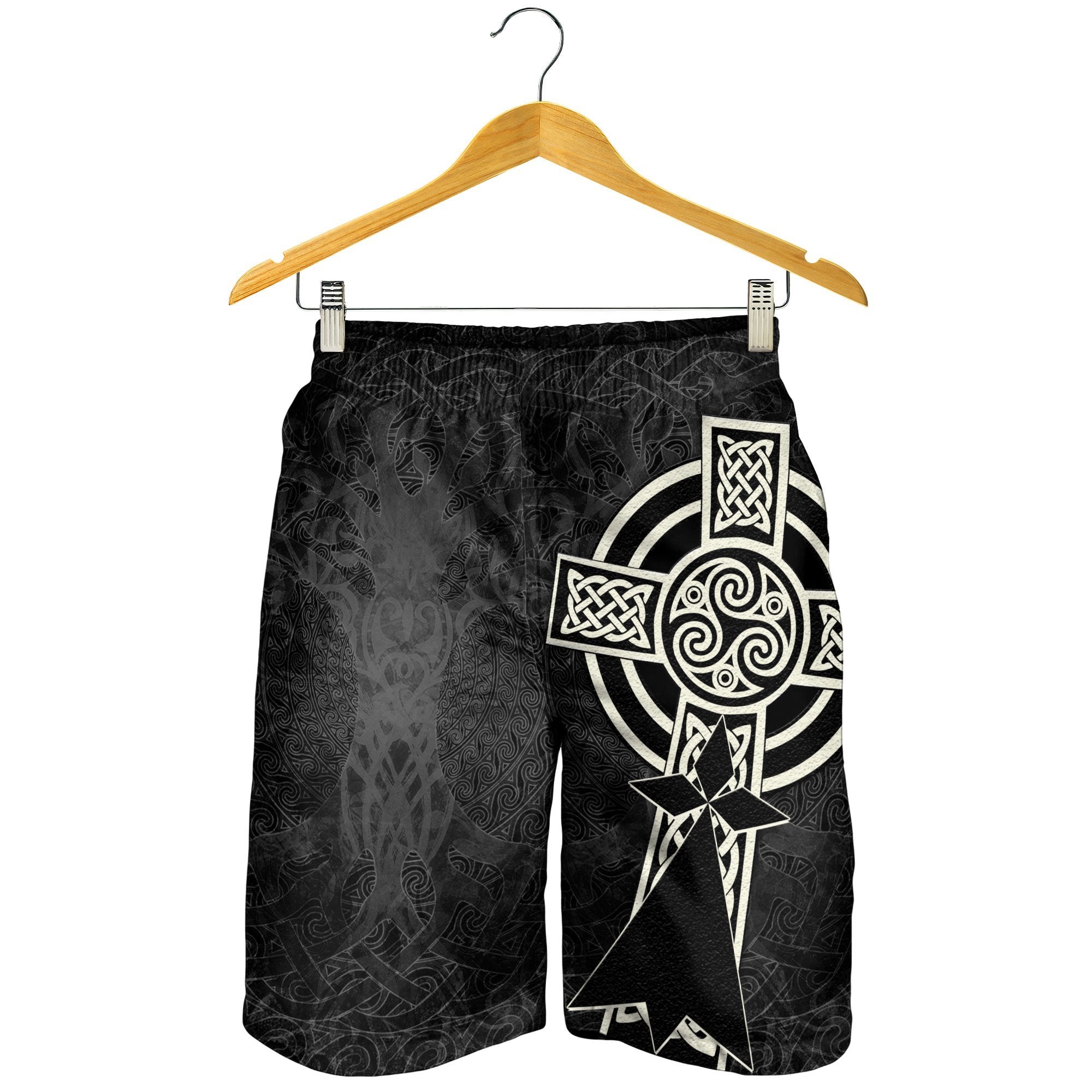 Brittany Celtic Men's Shorts - Celtic Cross and Stoat Ermine Skew Style - Vibe Hoodie Shop