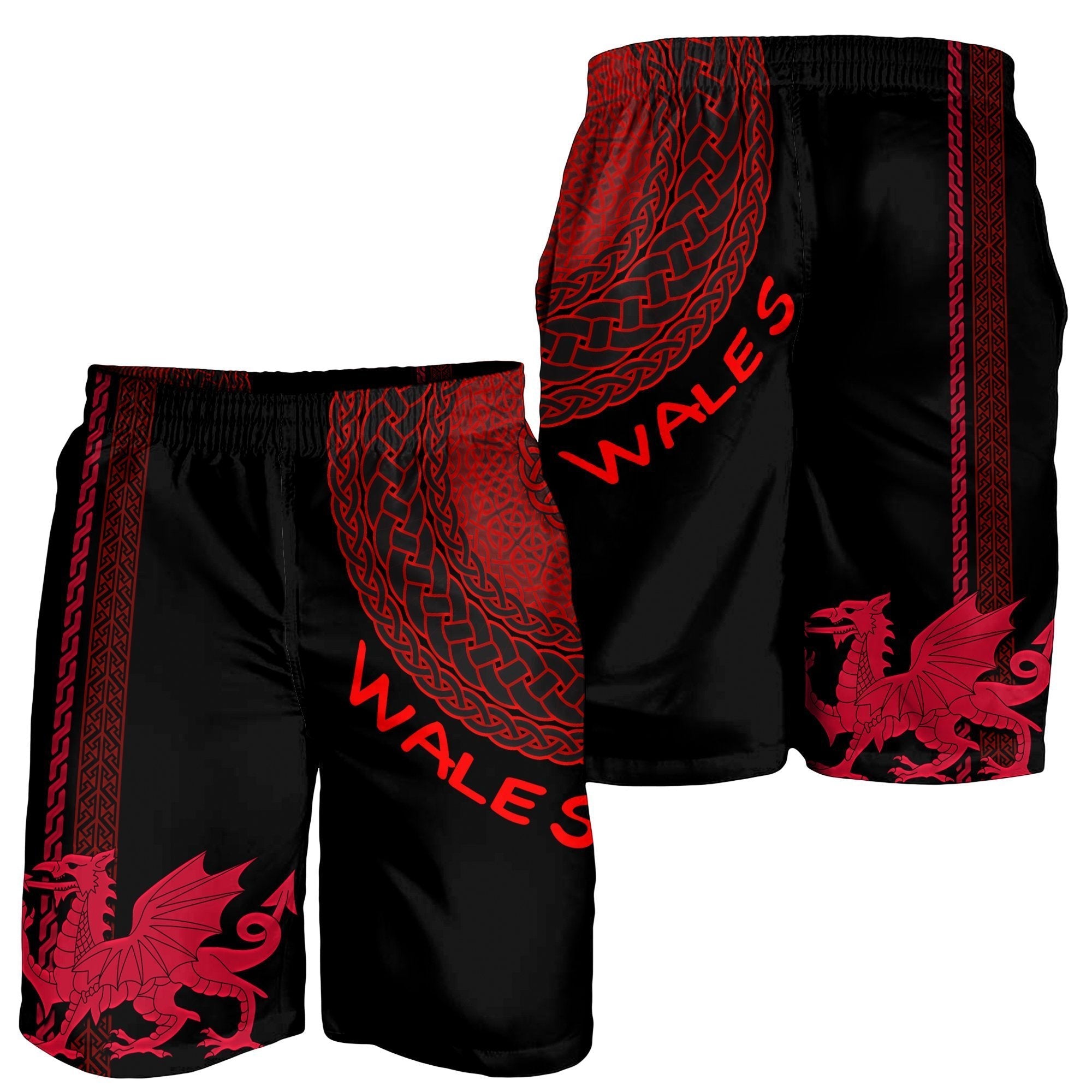 Wales Celtic Men's Shorts - Cymru and Celtic Pattern - Vibe Hoodie Shop