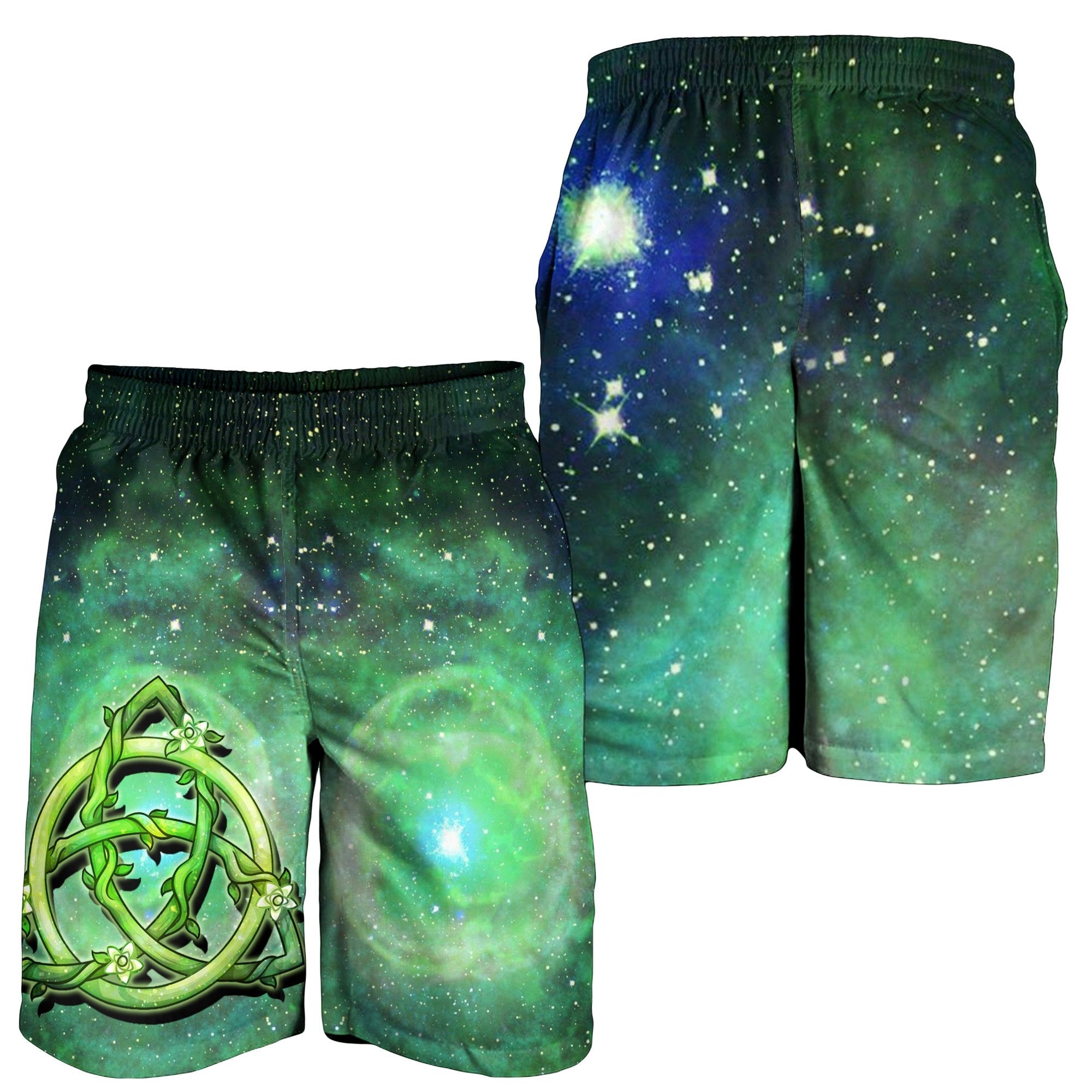 Celtic Men's Shorts - Green Triquetra - Vibe Hoodie Shop