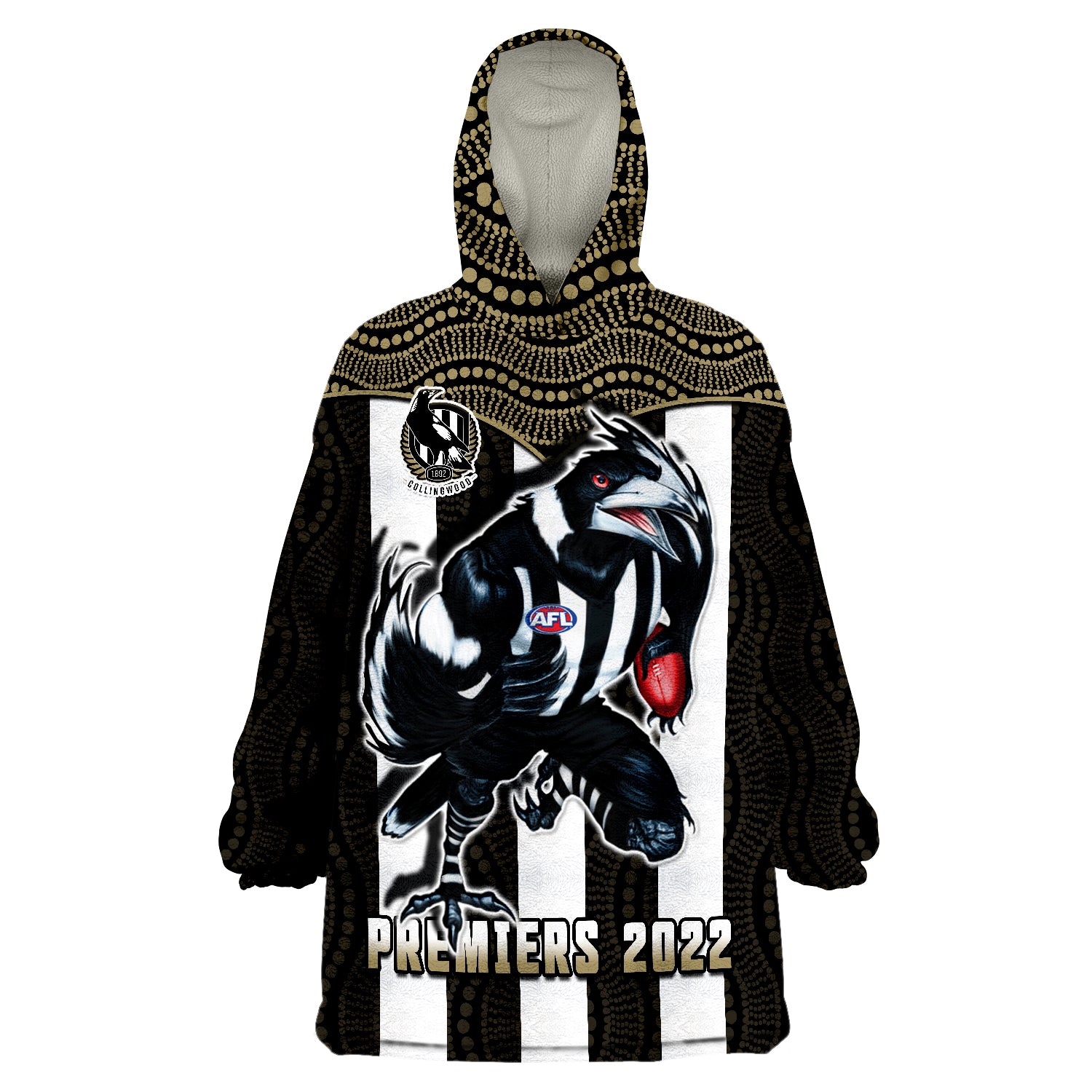 Magpies Football Collingwood 1892 Indigenous Sporty Style Wearable Blanket Hoodie - Vibe Hoodie Shop