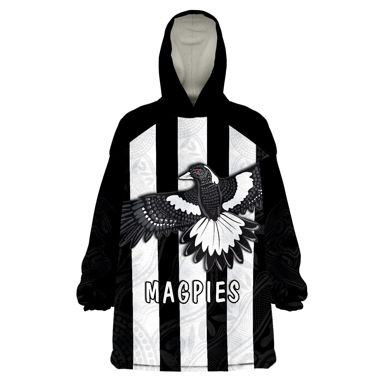 Magpies Indigenous 2022 Heroic Wearable Blanket Hoodie - Vibe Hoodie Shop