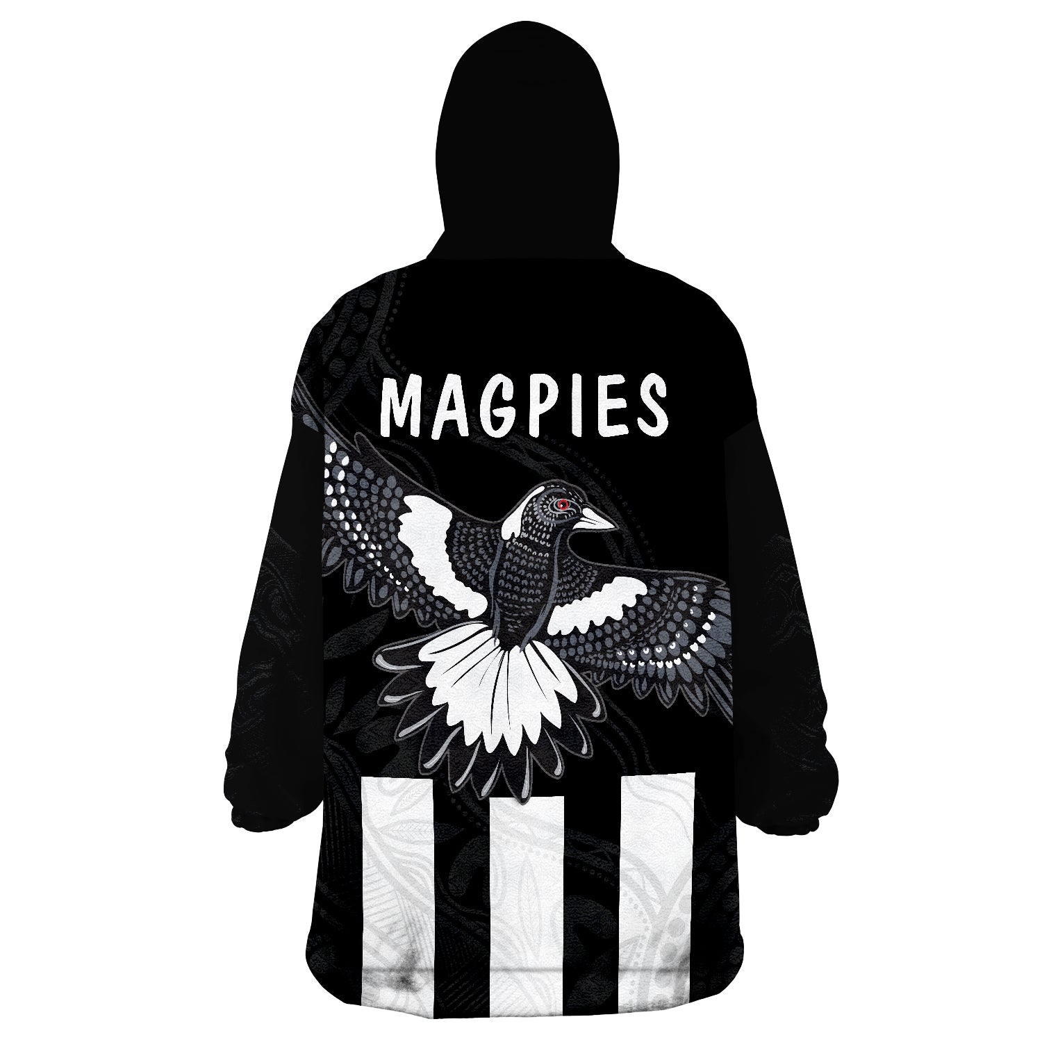 Magpies Indigenous 2022 Heroic Wearable Blanket Hoodie - Vibe Hoodie Shop