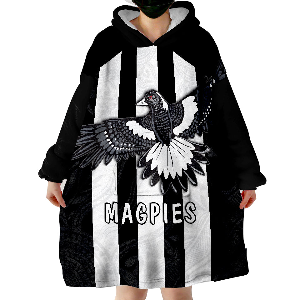 Magpies Indigenous 2022 Heroic Wearable Blanket Hoodie - Vibe Hoodie Shop