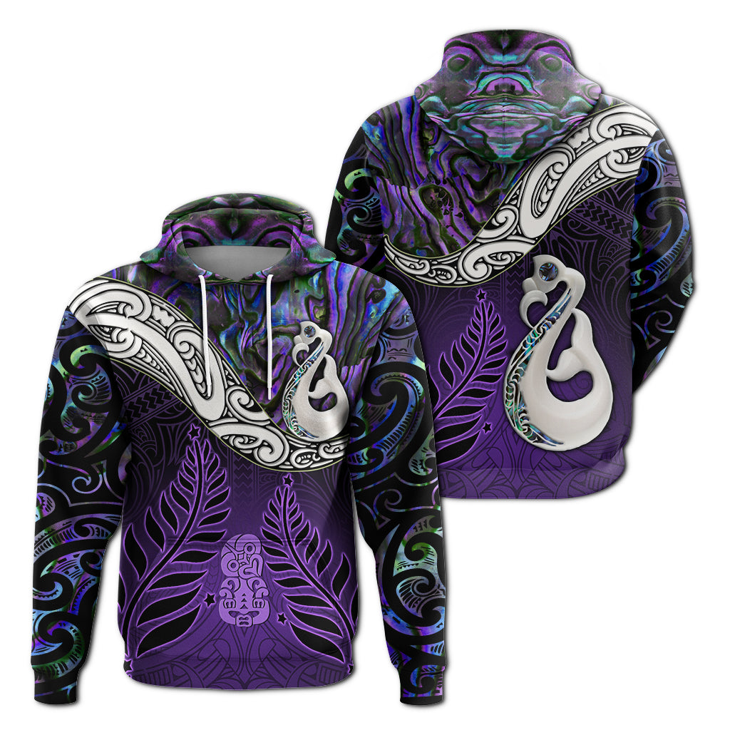 New Zealand Maori Hoodie - Manaia Paua Shell Glitter Purple LT4 - Vibe Hoodie Shop