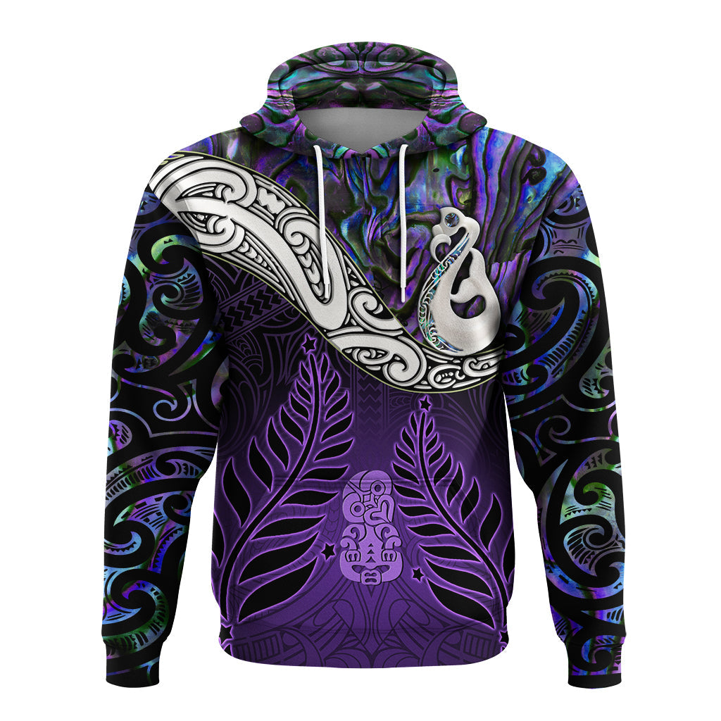 New Zealand Maori Hoodie - Manaia Paua Shell Glitter Purple LT4 - Vibe Hoodie Shop