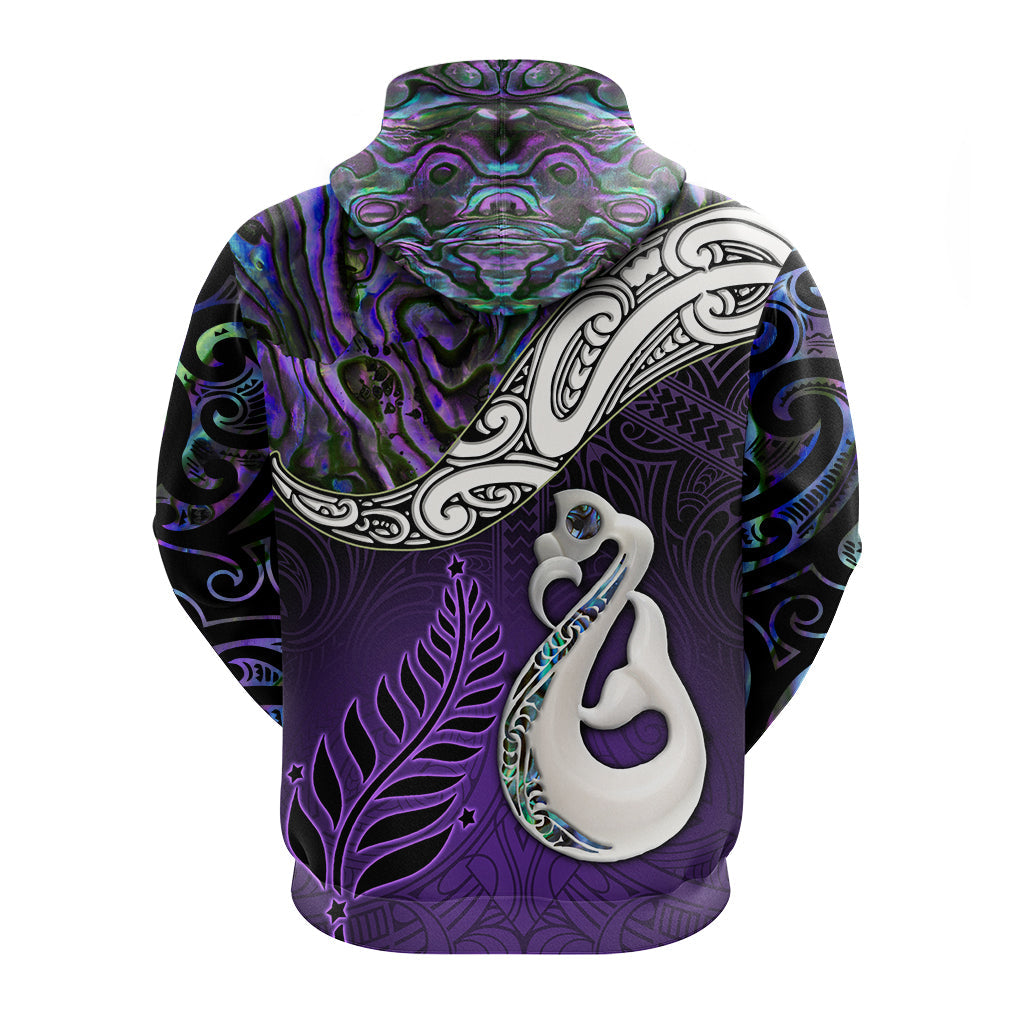 New Zealand Maori Hoodie - Manaia Paua Shell Glitter Purple LT4 - Vibe Hoodie Shop