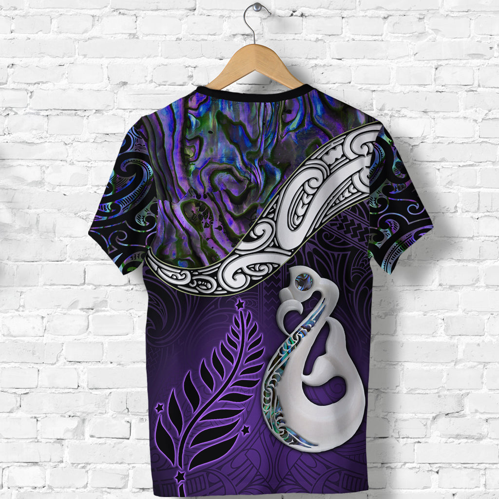 New Zealand Maori T shirt - Manaia Paua Shell Glitter Purple LT4 - Vibe Hoodie Shop