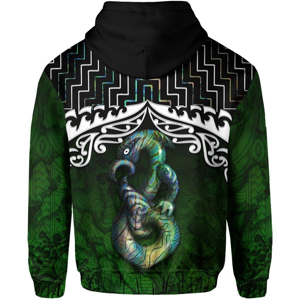 New Zealand Maori Zip Up Hoodie, Poutama Manaia Paua Shell Zipper Hoodie - Vibe Hoodie Shop