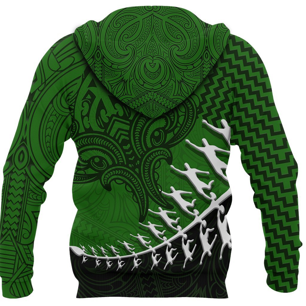 New Zealand Silver Fern Zip Up Hoodie, Maori Manaia Rugby Player Zipper Hoodie - Vibe Hoodie Shop